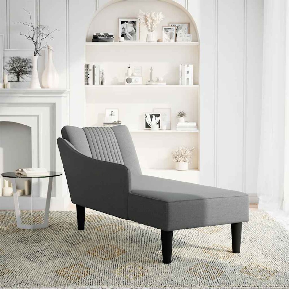 Chaise longue con reposabrazos derecho tela gris