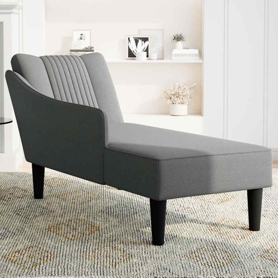Chaise longue con reposabrazos derecho tela gris