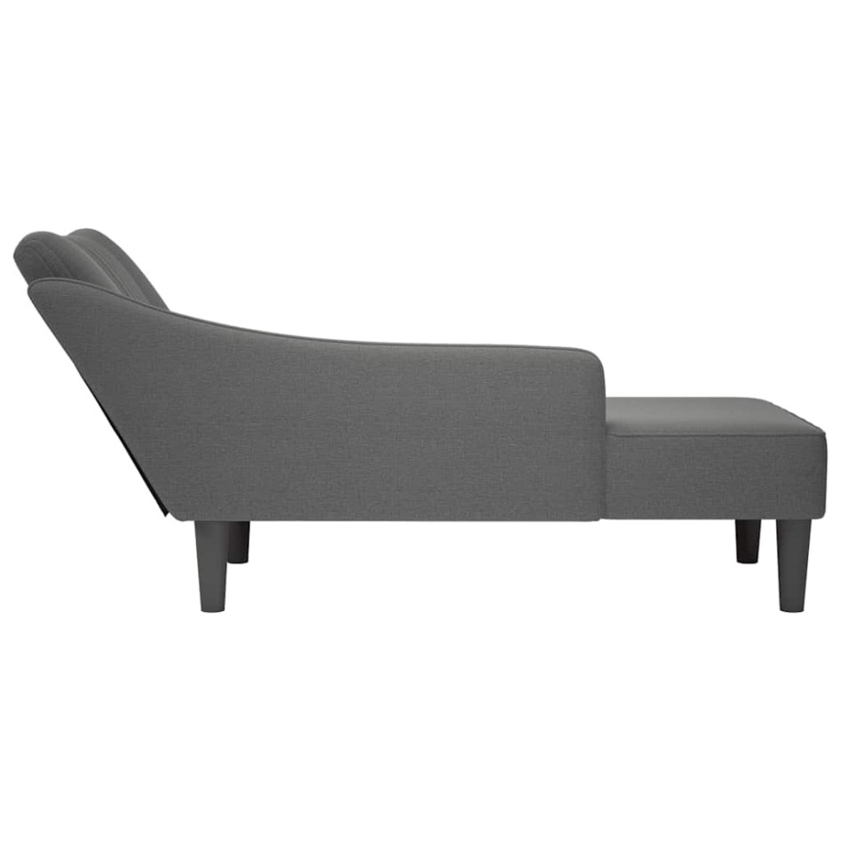 Chaise longue con reposabrazos derecho tela gris