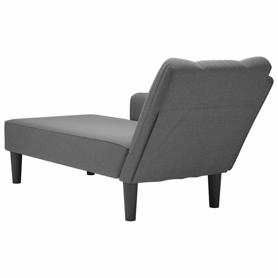 Chaise longue con reposabrazos derecho tela gris