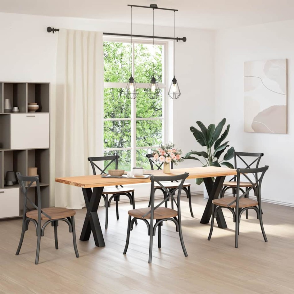 Patas para mesa comedor forma X 2uds acero negro 50x(72-73)