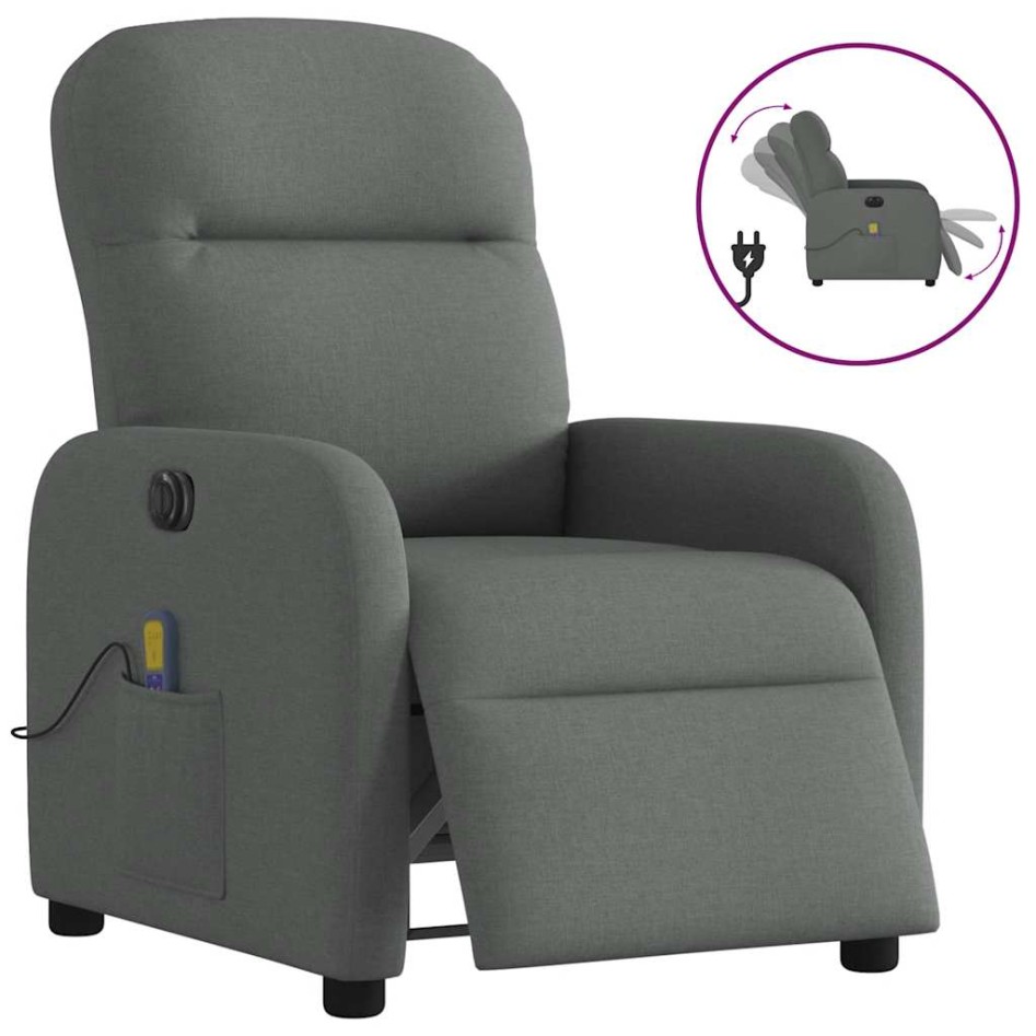 Sillón reclinable de masaje eléctrico tela gris