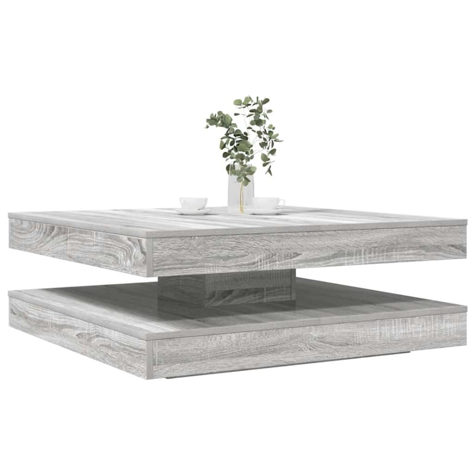 Mesa de centro giratoria 360 grados gris Sonoma 90x90x34,5
