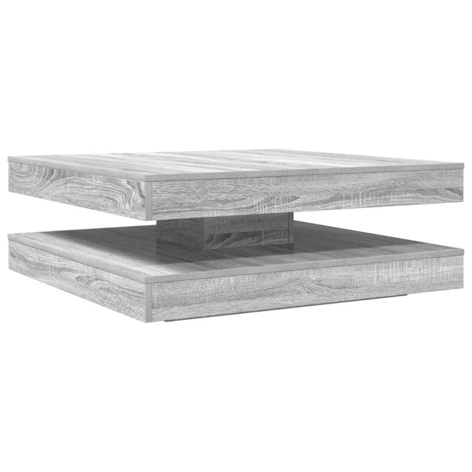Mesa de centro giratoria 360 grados gris Sonoma 90x90x34,5