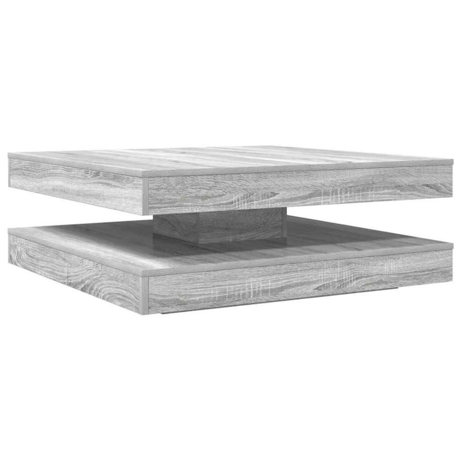 Mesa de centro giratoria 360 grados gris Sonoma 90x90x34,5