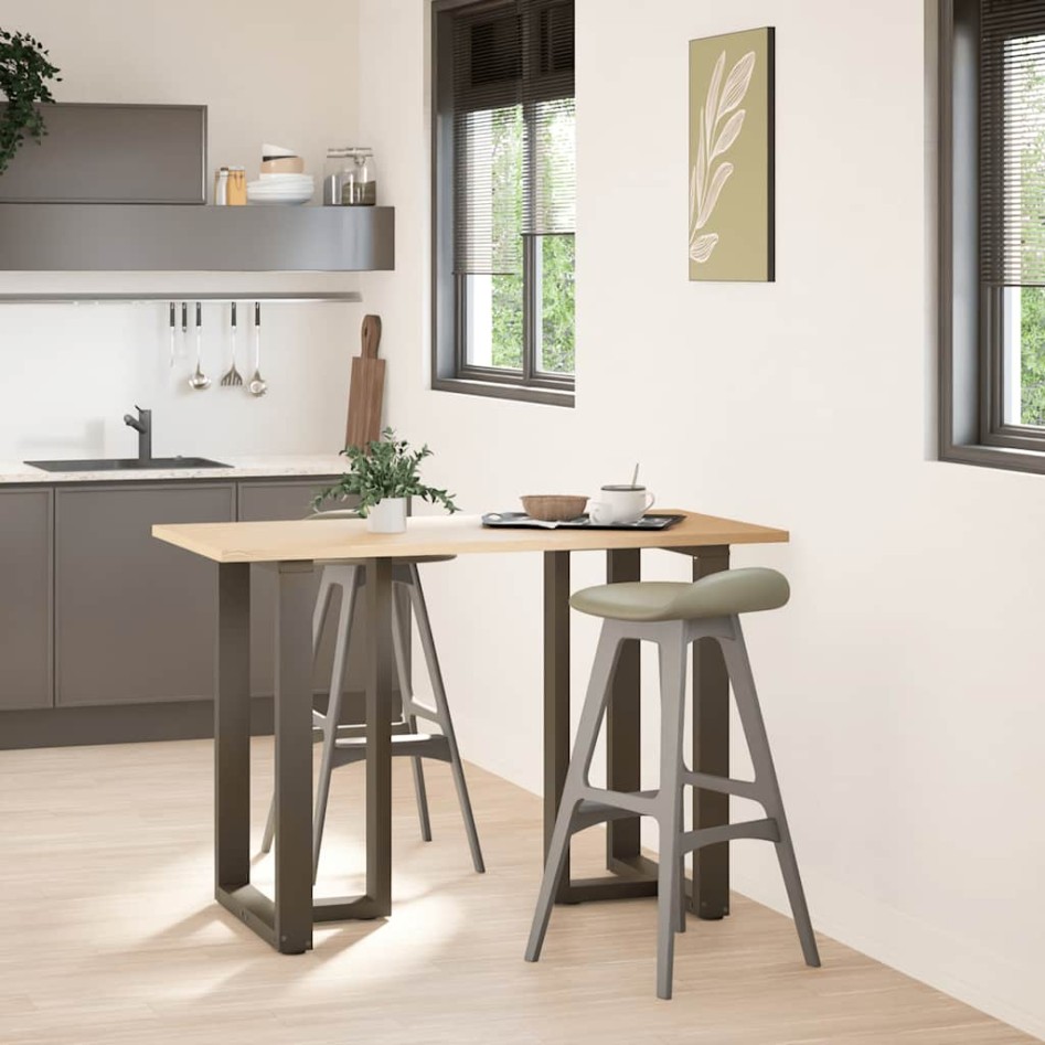 Patas de mesa bar forma T 2 uds acero natural 60x35x(90-91)