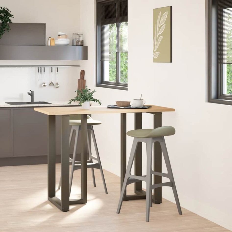 Patas mesa bar forma T 2 uds acero natural 60x35x(100-101)