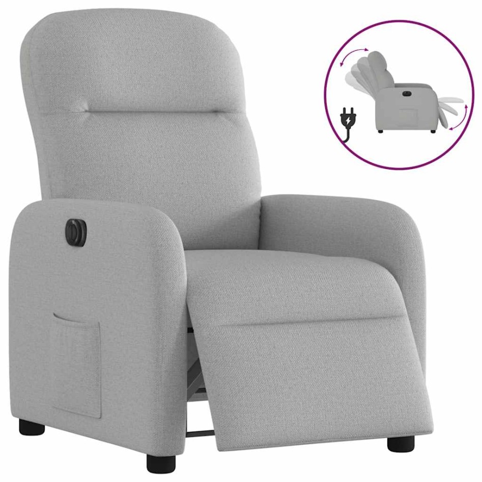 Sillón reclinable eléctrico de tela gris