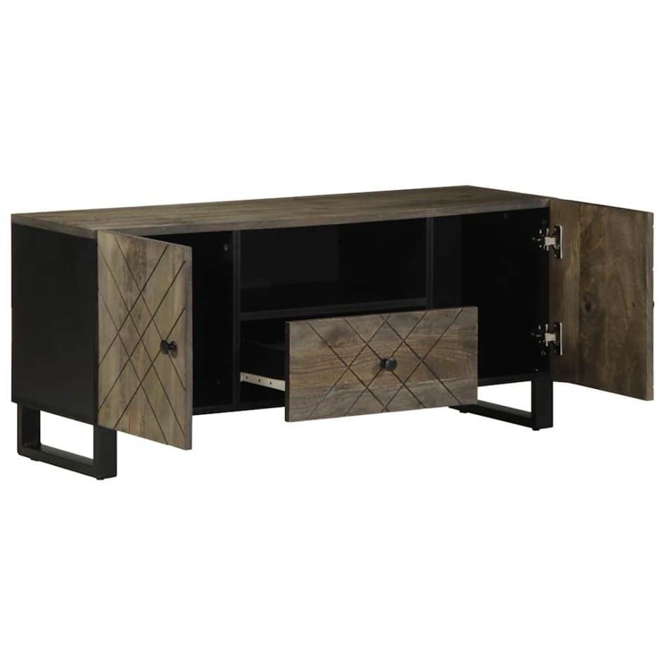 Mueble de TV madera maciza de mango negro 105x33x46