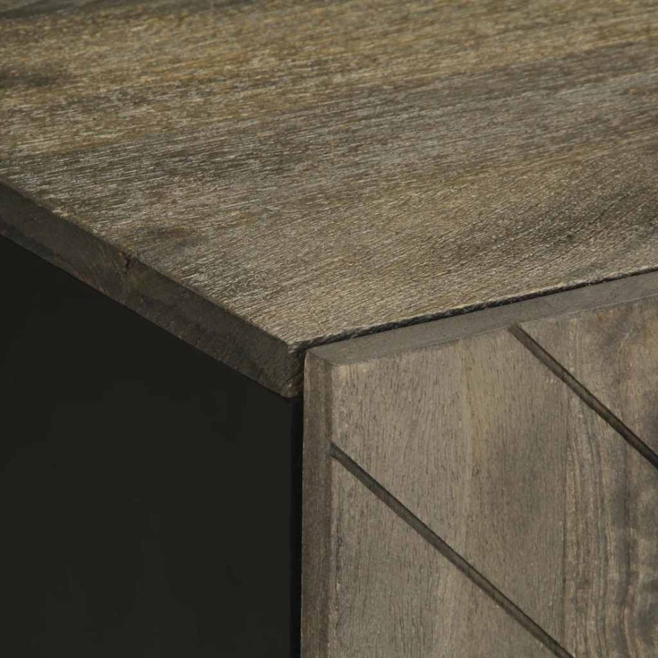 Mueble de TV madera maciza de mango negro 105x33x46