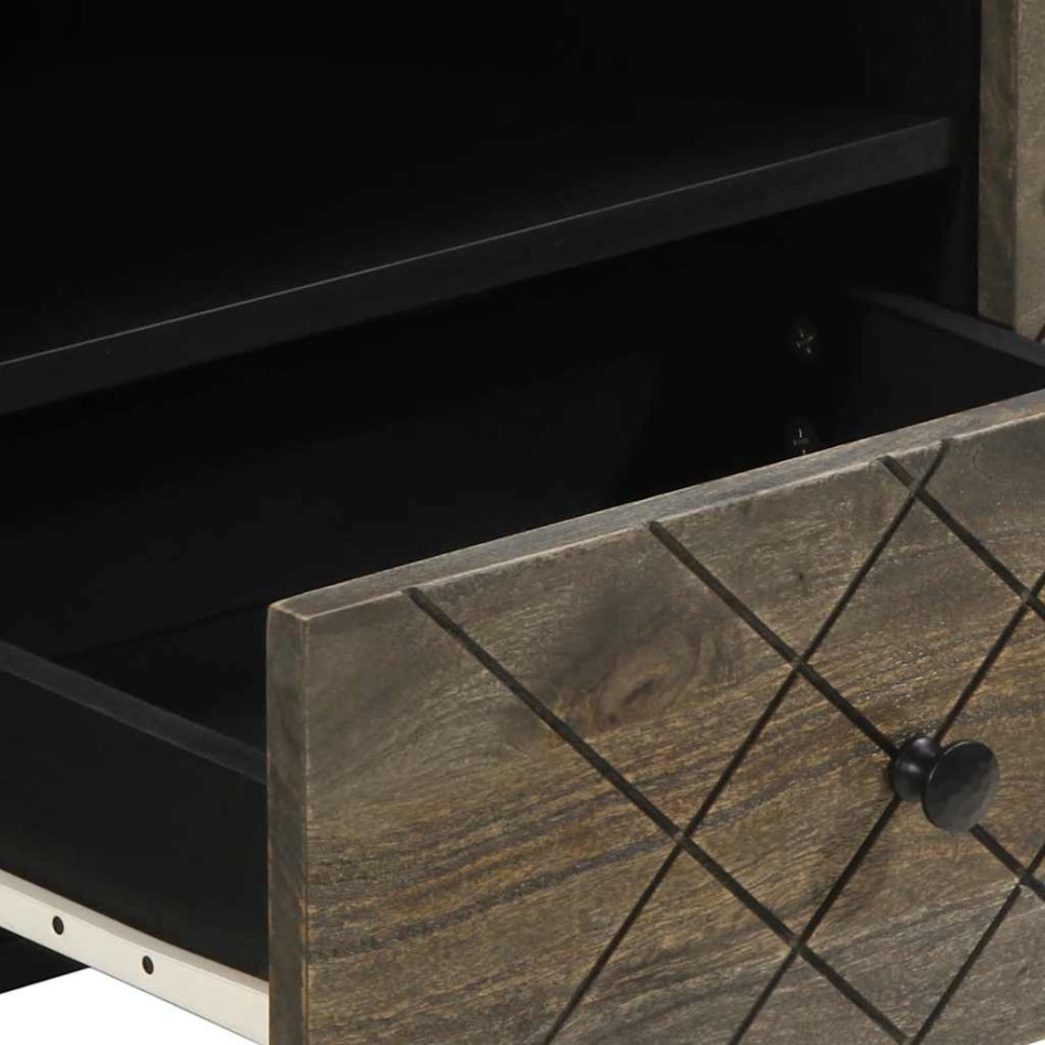 Mueble de TV madera maciza de mango negro 105x33x46