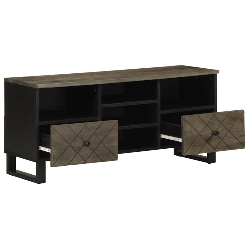 Mueble de TV madera maciza de mango negro 100x33x46