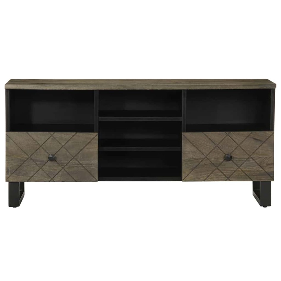 Mueble de TV madera maciza de mango negro 100x33x46