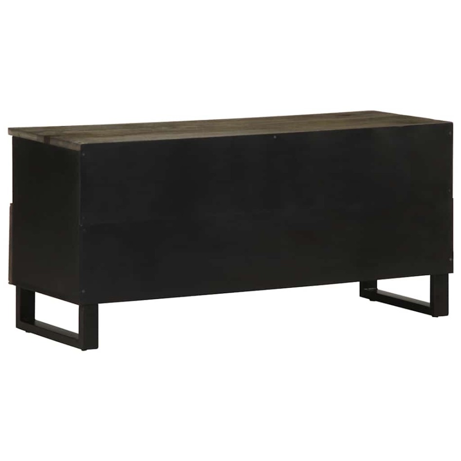 Mueble de TV madera maciza de mango negro 100x33x46