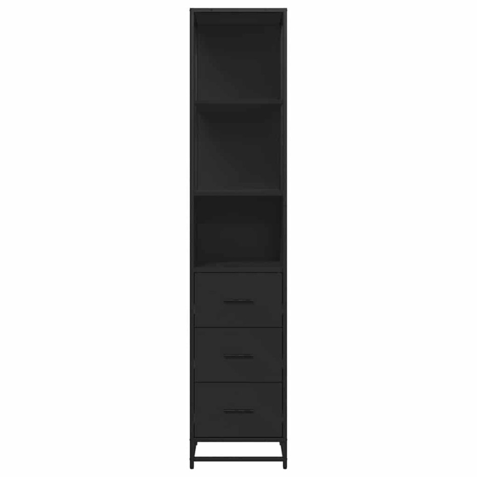 Armario de baño madera contrachapada negro 35x37,5x166