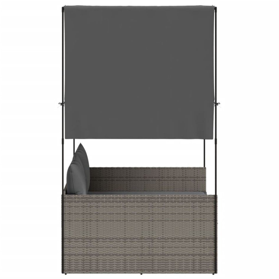 Tumbona doble con techo y cortinas ratán sintético