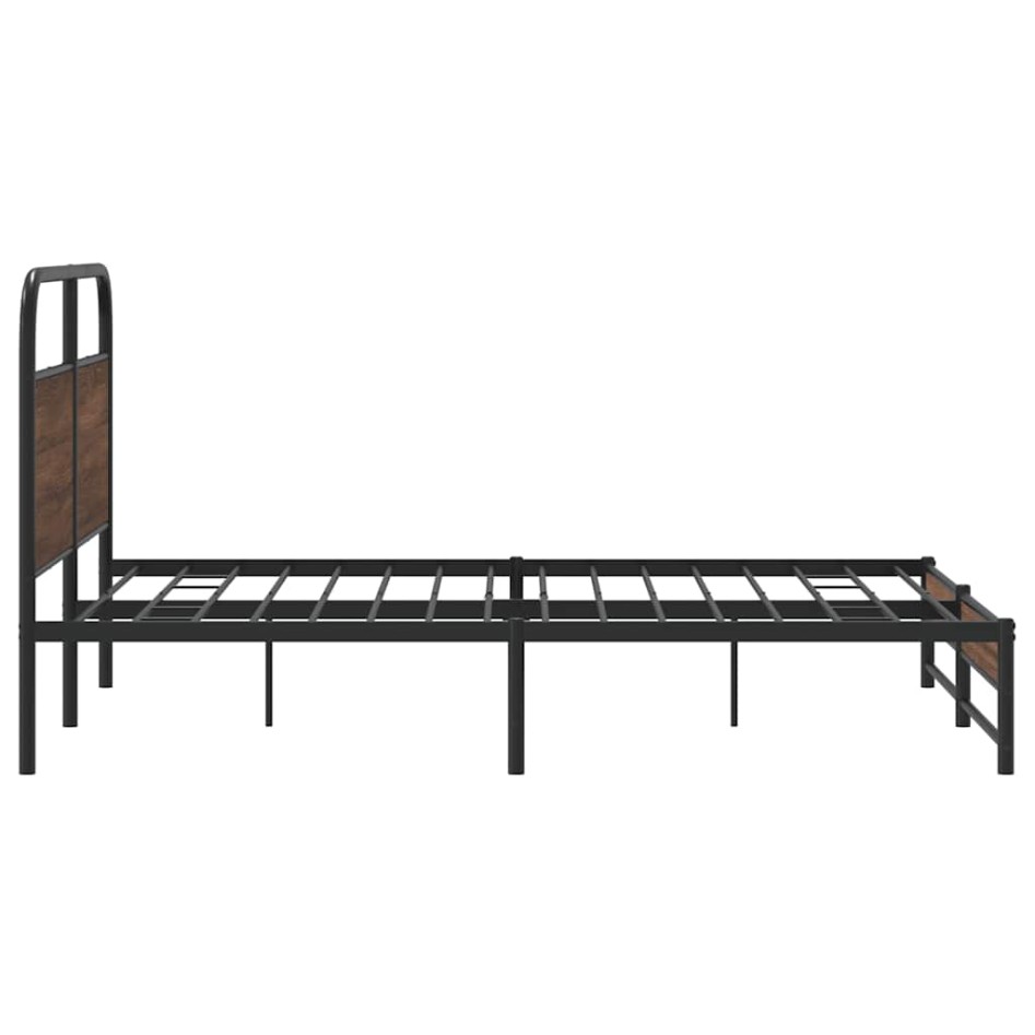 Estructura de cama sin colchón metal marrón roble 160x200