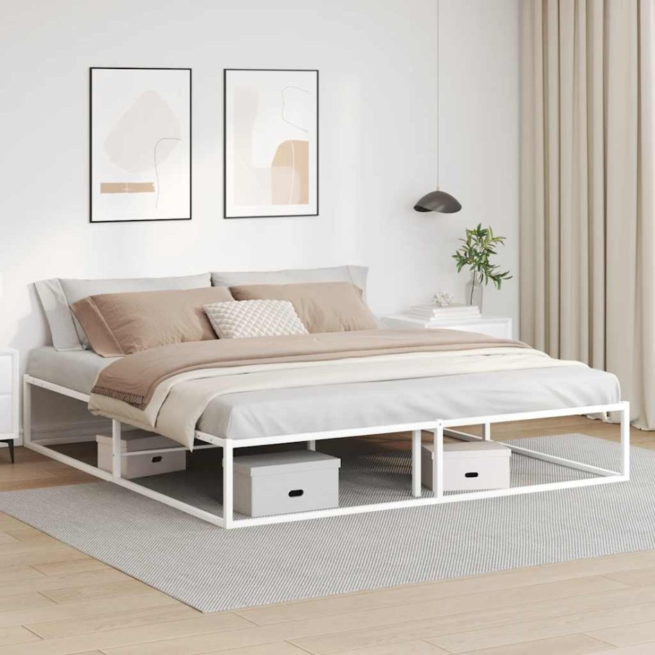 Estructura de cama sin colchón metal blanco 180x200