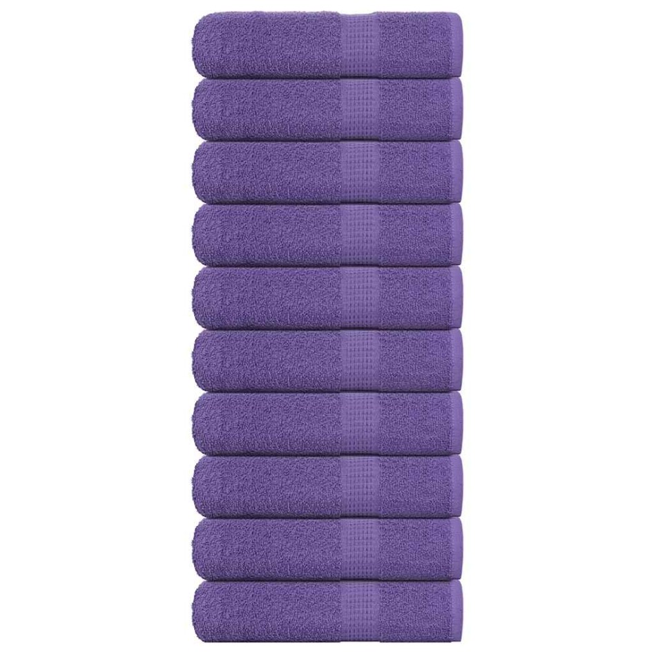 Toallas de baño 10 uds morado 100x150 cm 360 gsm 100%