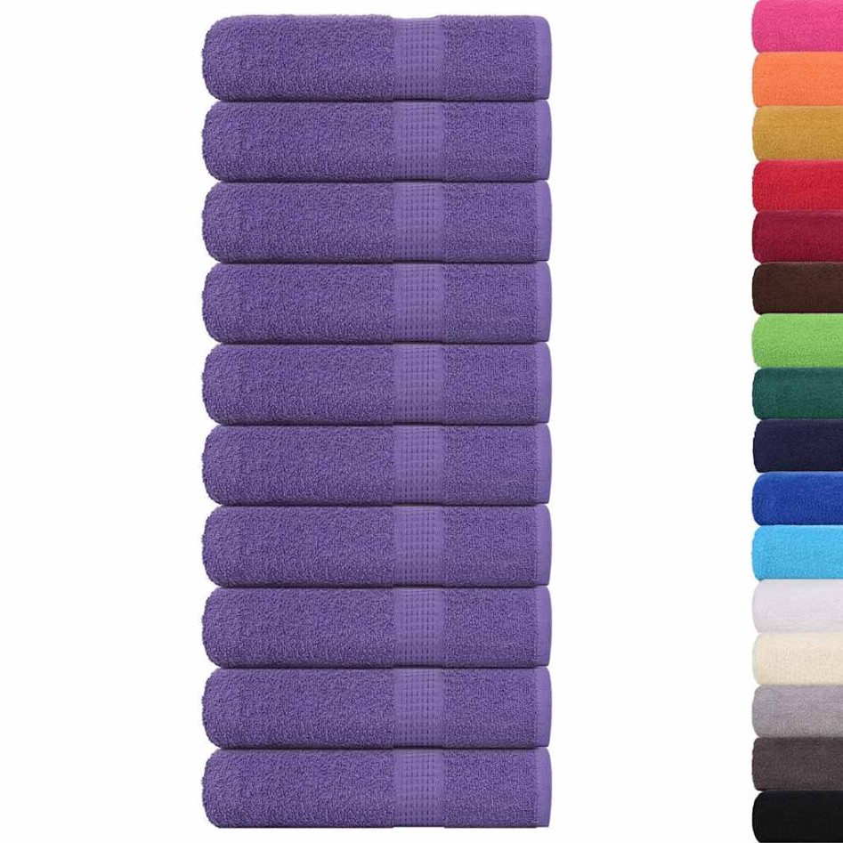 Toallas de baño 10 uds morado 100x150 cm 360 gsm 100%