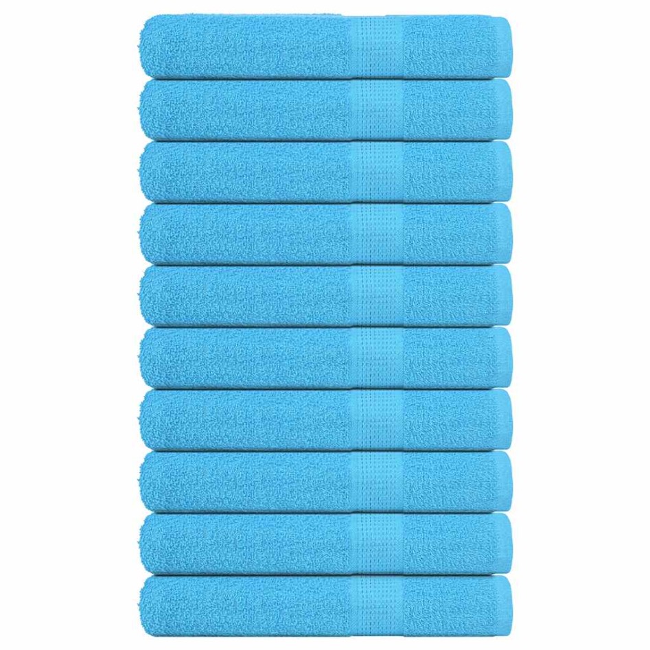 Toallas 10 uds 100% algodón turquesa 100x200 cm 360