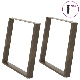 Patas mesa comedor forma U 2uds acero natural 100x(72-73)