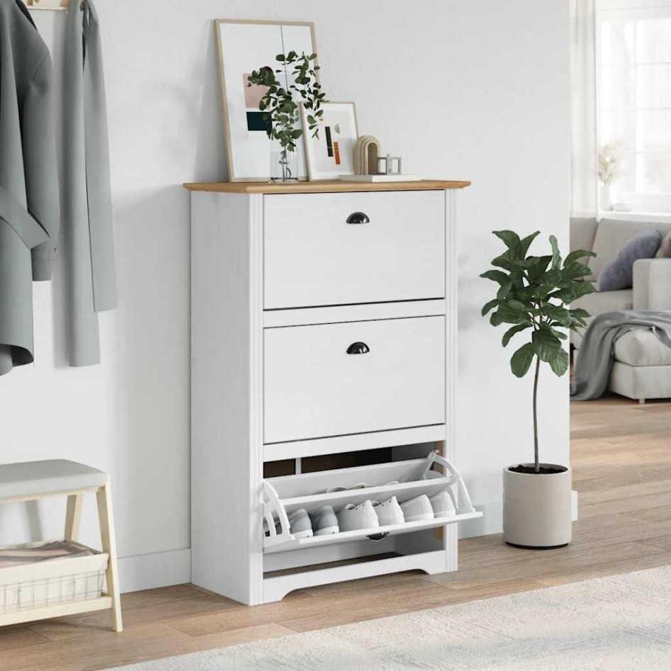 Zapatero BODO blanco y marrón 80x35x118