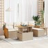 Set sofás jardín y cojines 6 pzas ratán sintético acacia
