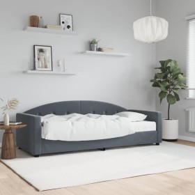 Sofá cama con colchón terciopelo gris oscuro 80x200