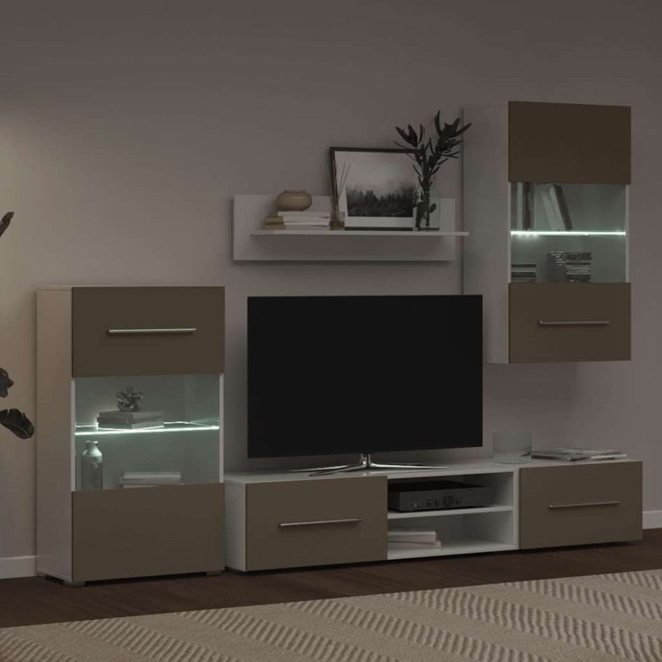 Muebles para TV 5 piezas con iluminación LED gris