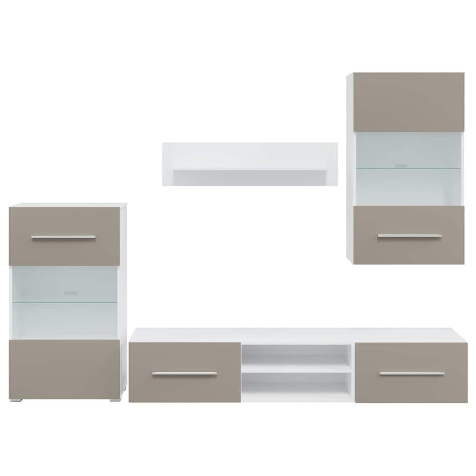 Muebles para TV 5 piezas con iluminación LED gris