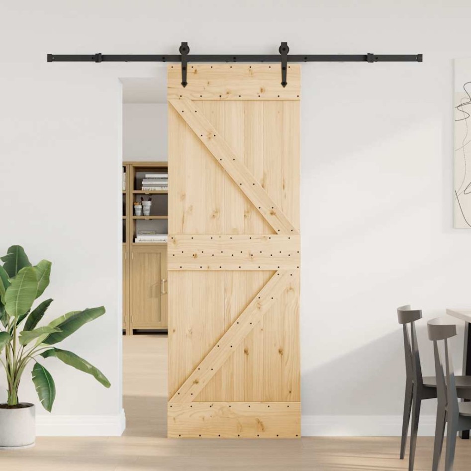 Puerta corredera con herrajes madera maciza de pino 70x210