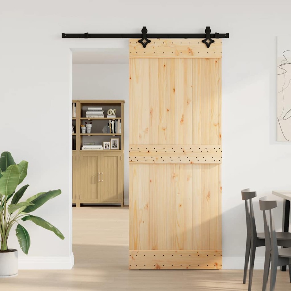 Puerta corredera con herrajes madera maciza de pino 85x210