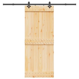 Puerta corredera con herrajes madera maciza de pino 85x210