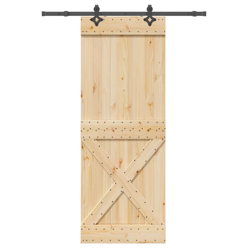 Puerta corredera con herrajes madera maciza de pino 85x210