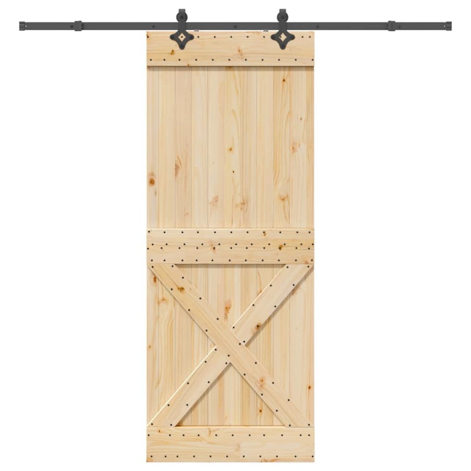 Puerta corredera con herrajes madera maciza de pino 90x210