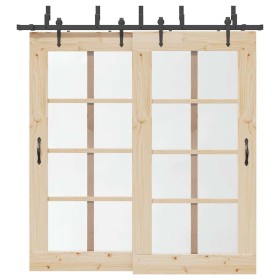 Kit de herrajes para puertas correderas acero negro 213,5