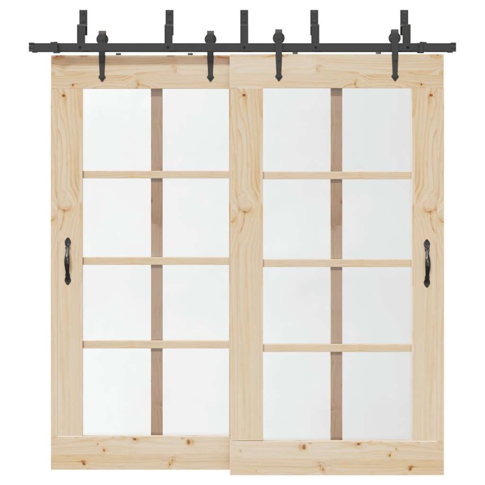 Kit de herrajes para puertas correderas acero negro 213,5