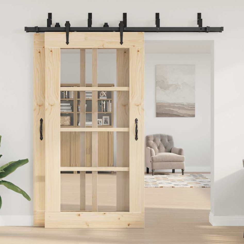 Kit de herrajes para puertas correderas acero negro 213,5