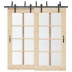 Kit de herrajes para puertas correderas acero negro 213,5 cm