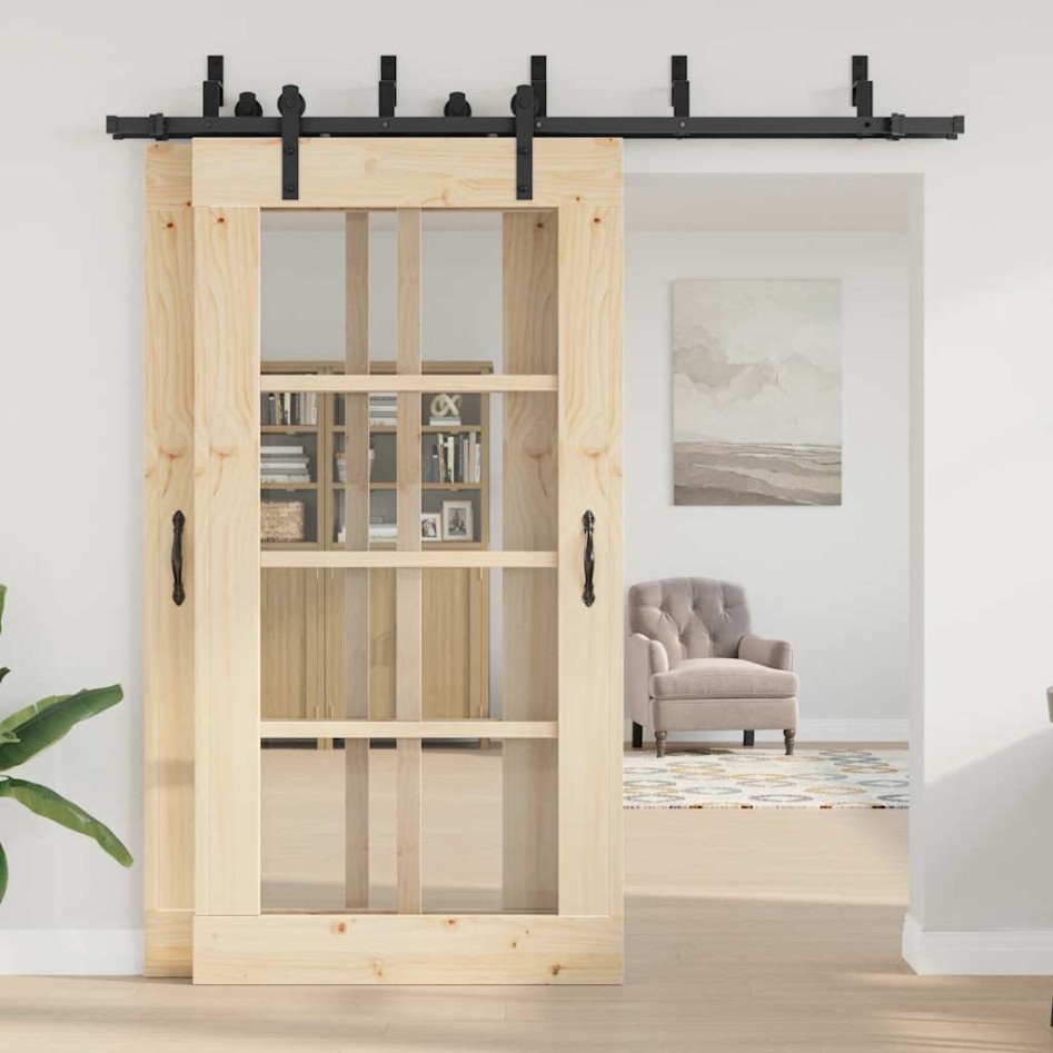 Kit de herrajes para puertas correderas acero negro 213,5