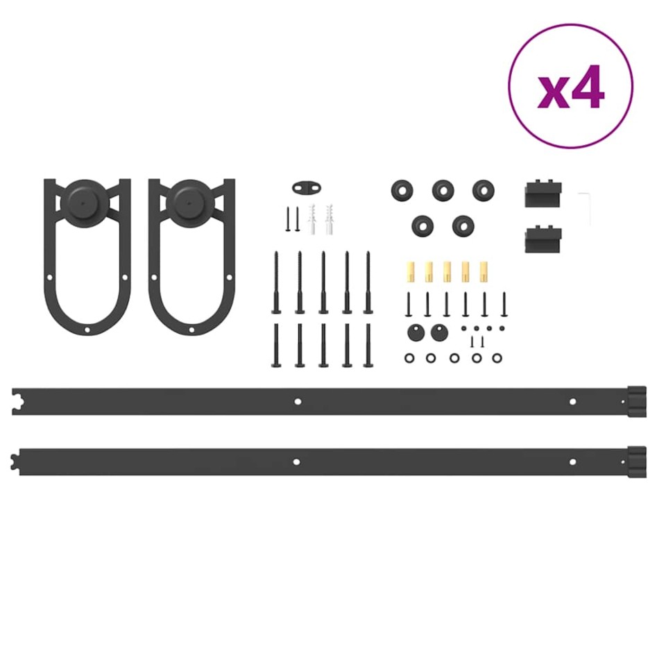 Kit de herrajes para puertas correderas acero negro 400