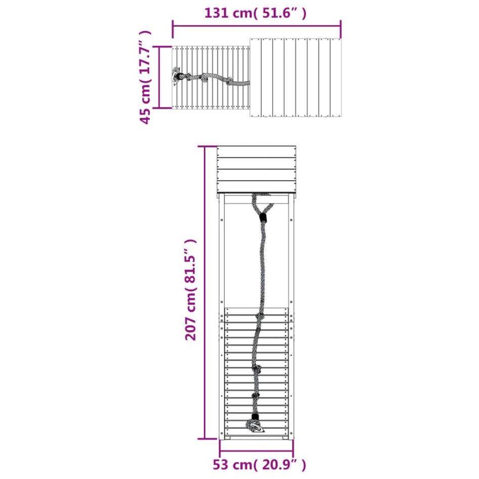 Casa de juegos con pared de escalada madera maciza