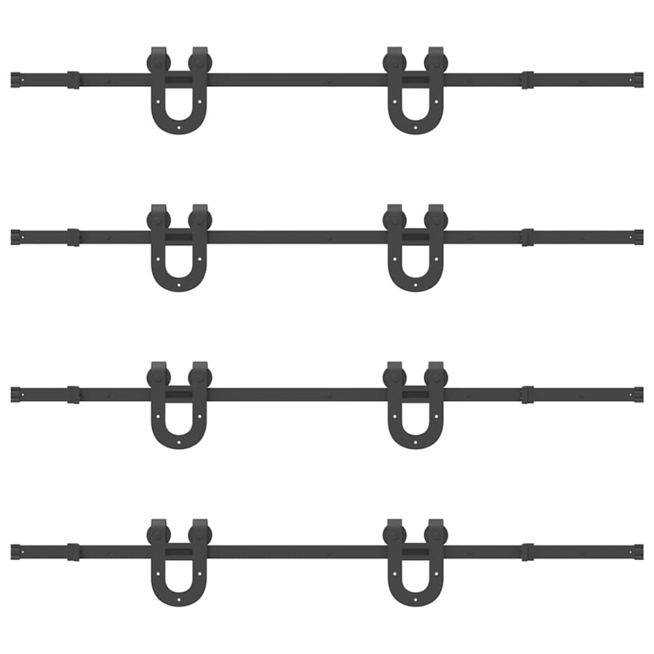 Kit de herrajes para puertas correderas acero negro 366