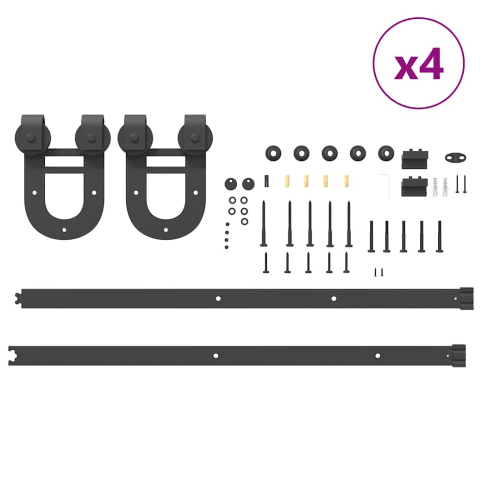 Kit de herrajes para puertas correderas acero negro 366