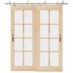 Kit de herrajes para puerta corredera 200 cm acero plateado