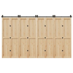 Kit de herrajes para puertas correderas acero negro 366