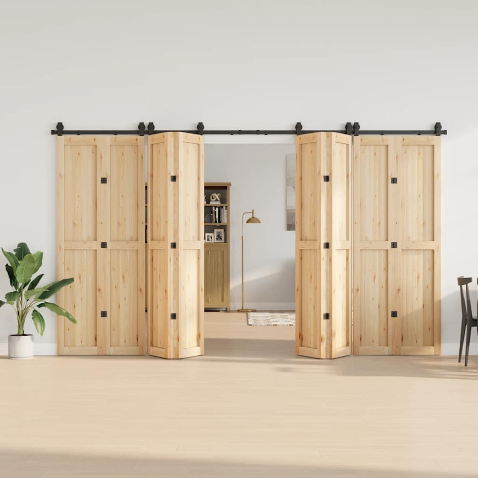 Kit de herrajes para puertas correderas acero negro 366