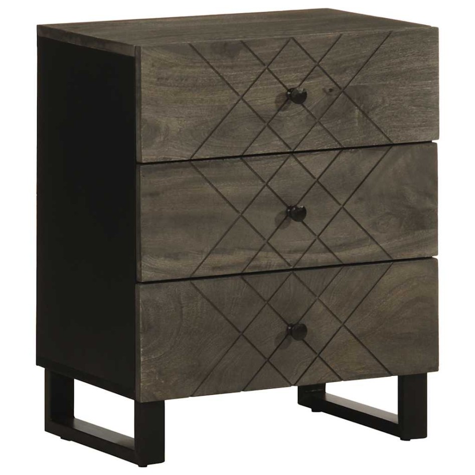 Mesilla de noche negra 50x33x62 cm madera maciza