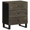 Mesilla de noche negra 50x33x62 cm madera maciza mango